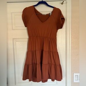 Hearts & Hips Burnt Orange Tiered Sundress